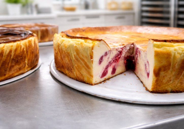 Raspberry Basque cut open
