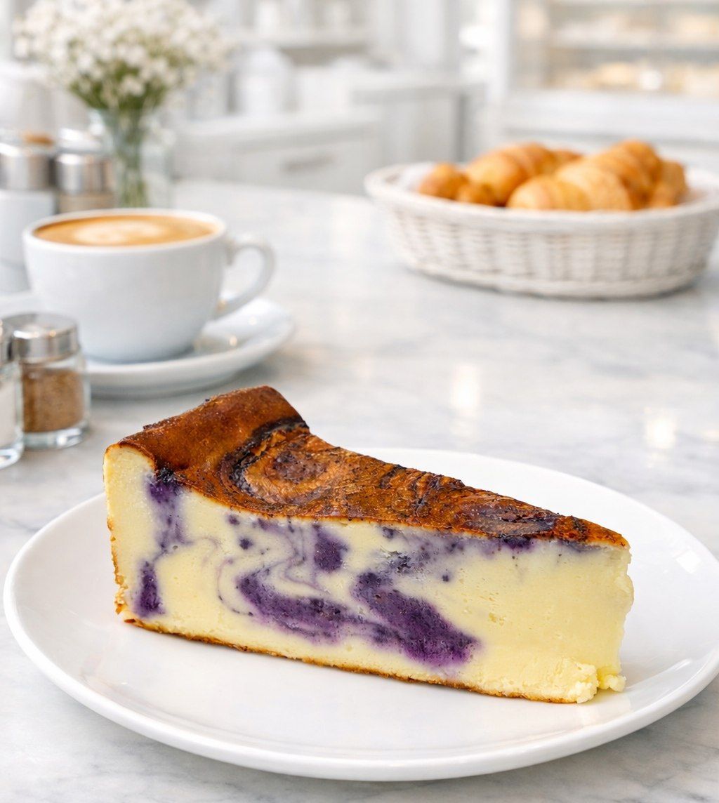 Blueberry Basque cheesecake