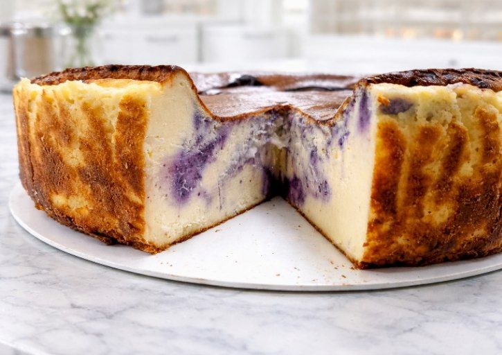 Blueberry Basque cut open
